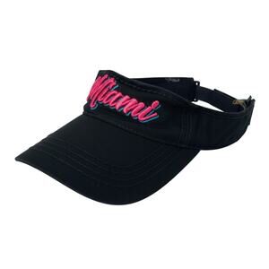 Freestyle Women's Black Miami Pink Embroidered Velcro Strap Sun Visor OS